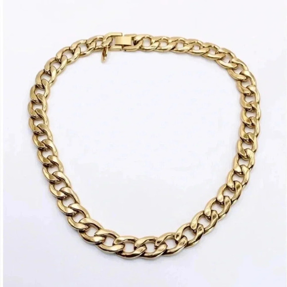 Cuban Link Dainty Gold Necklace 18k Gold Plated Chain Layering Necklace - Picture 1 of 7
